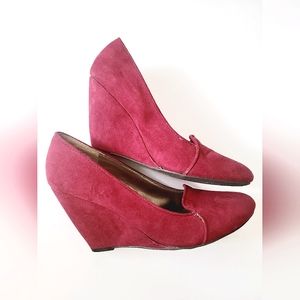 Kenneth Cole reaction Maroon red straw hat burgundy Wedge with size 9.5